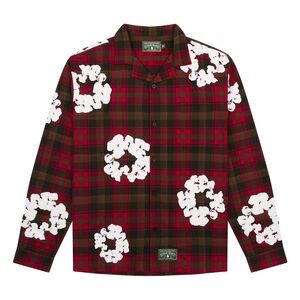 Men's Plaid Shirt with Floral Design